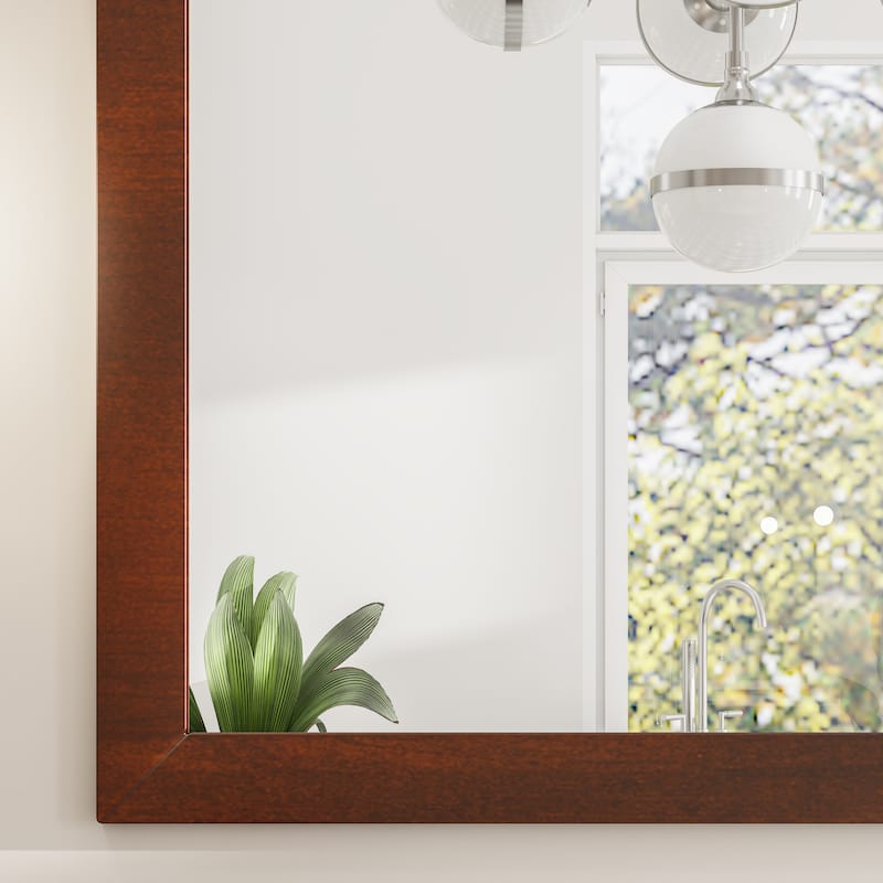Eviva New York 42" x 30" Rectangular Teak Wooden Framed Mirror