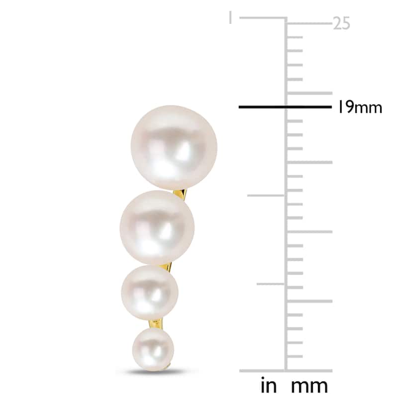 Miadora Cultured Freshwater Pearl Graduated Stud Earrings in Yellow Silver