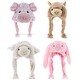 preview thumbnail 1 of 5, DolliBu Farm Plush Hats Set of 4 - Bunny, Llama, Sheep, Pig Warm Hat - One Size