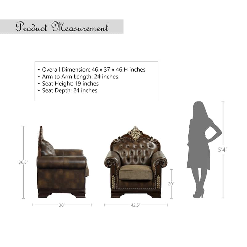 Irina Living Room Chair - 46" x 37" x 46" - Brown