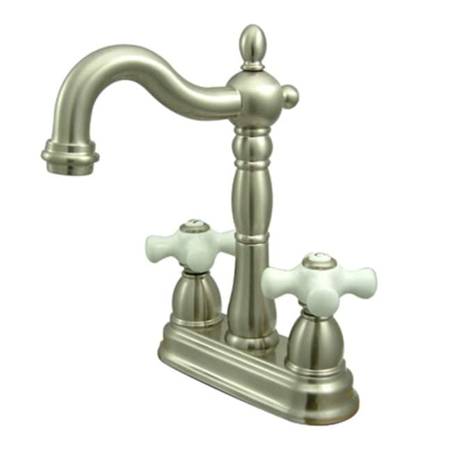 Kingston Brass Heritage Centerset Bar Faucet with Porcelain Cross