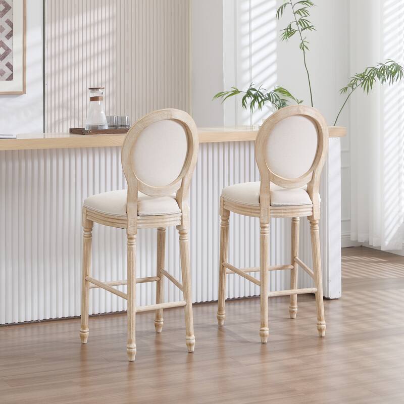 Dining Chairs Set of 2, Upholstered Chairs with Round Back, Wire Drawing and Carving Techniques,Disassemblable