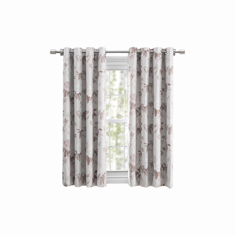 Mystic Garden Floral Premium Blackout Grommet Short Curtain Panel W Wand