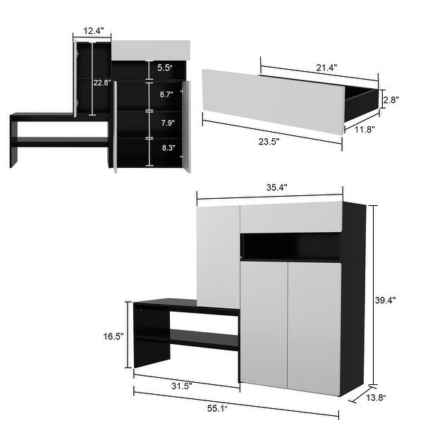 Shoe Storage Bench with Seating Shoe Rack Shoe Organizer Grey