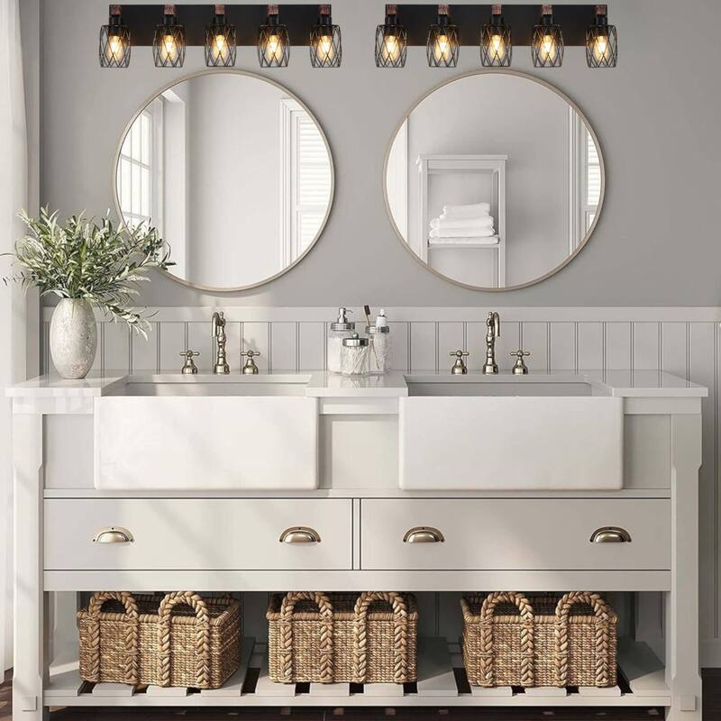 KISRAIS Farmhouse Bathroom Vanity Light with 3/4/5/6/7 Lights for Bathroom, Hallway (Bulb Not Included)