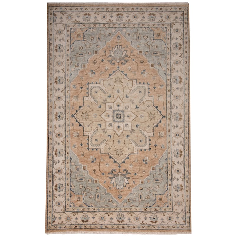Alora Decor Lush Medallion Hand Knotted Wool Area Rug - Beige - 4' x 6'