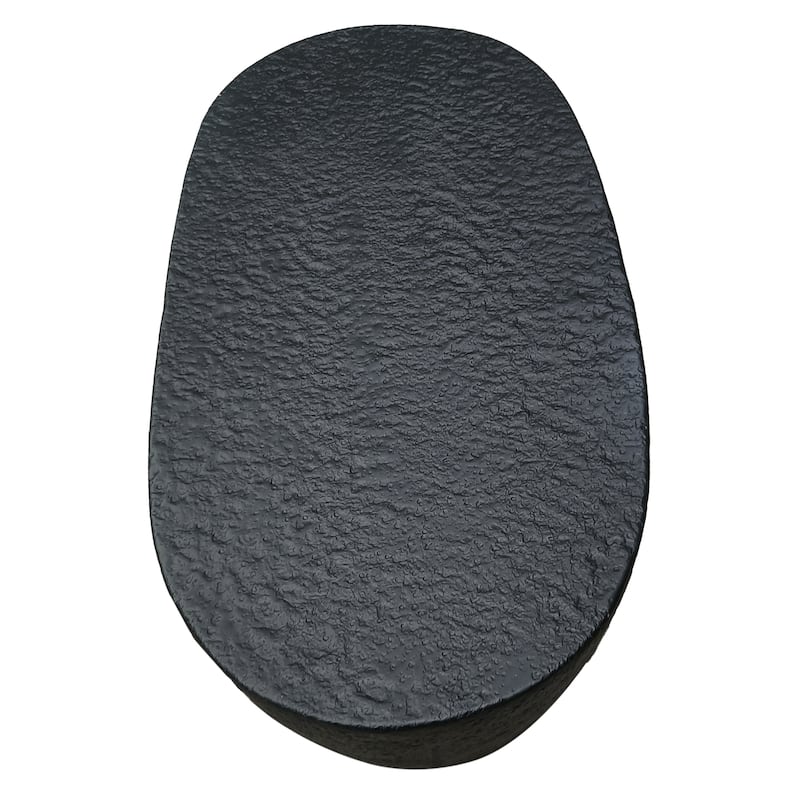 Josi 36 Inch Coffee Table, Handcrafted Hammered Design, Matte Black Sculptural Aluminum Frame