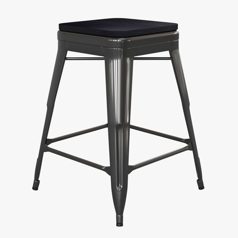 Indoor/Outdoor Backless Counter Stool with Poly Resin Seat