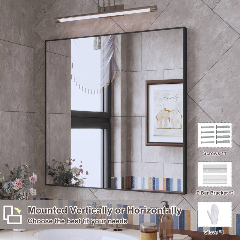 QuivaraView Wall Mounted Aluminum Frame Bathroom Vanity Mirror
