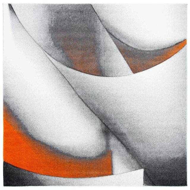 SAFAVIEH Hollywood Dasia Mid-Century Modern Abstract Rug - 6'7" x 6'7" Square - Grey/Orange