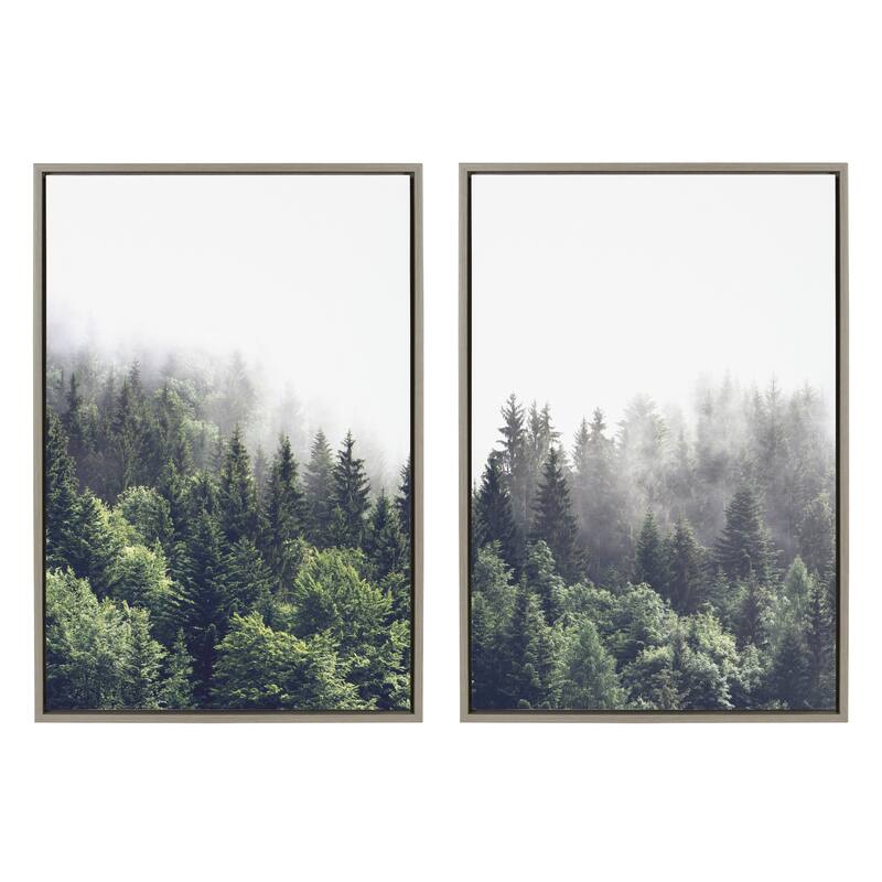 Kate and Laurel Sylvie Foggy Canvas Set by The Creative Bunch Studio