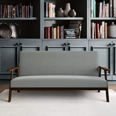 CraftPorch Wenge Wood Mid-Century Modern Linen Sofa