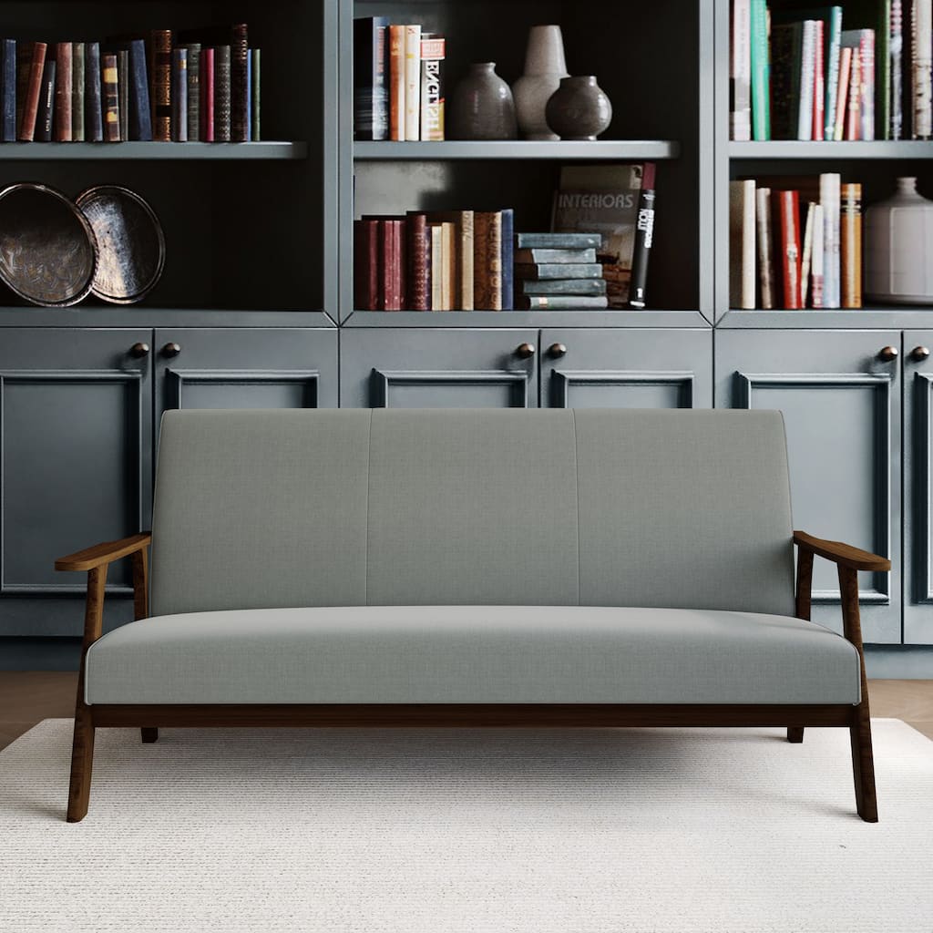 CraftPorch Wenge Wood Mid-Century Modern Linen Sofa