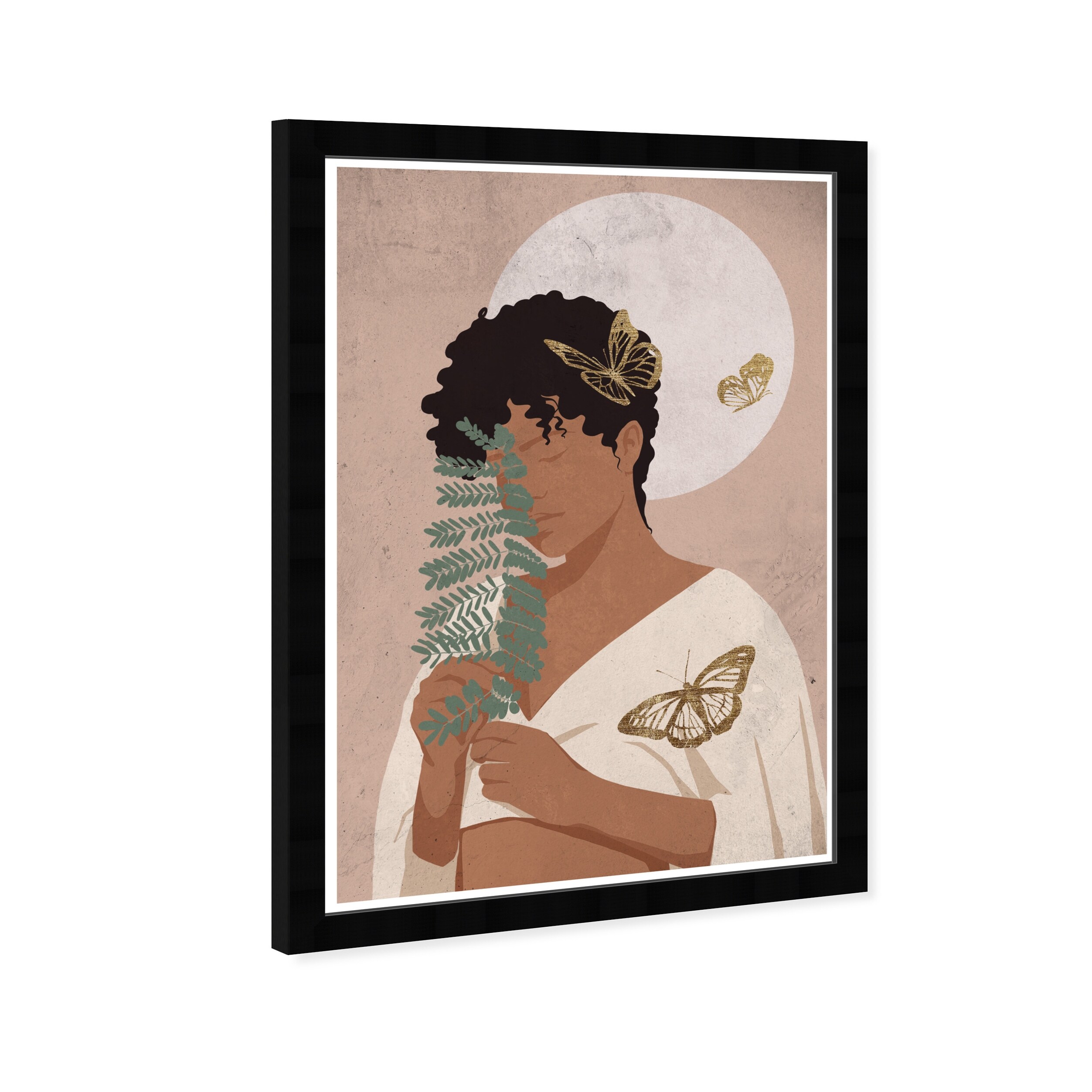 Wynwood Studio Prints Fashion and Glam Golden Fall Butterflies Gold and Metallic Gold Glam Wall Art Canvas Print - Black
