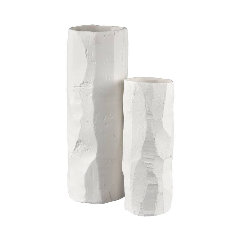 Elk Home Lore White Finish Earthenware 8 Inch Wide Vase