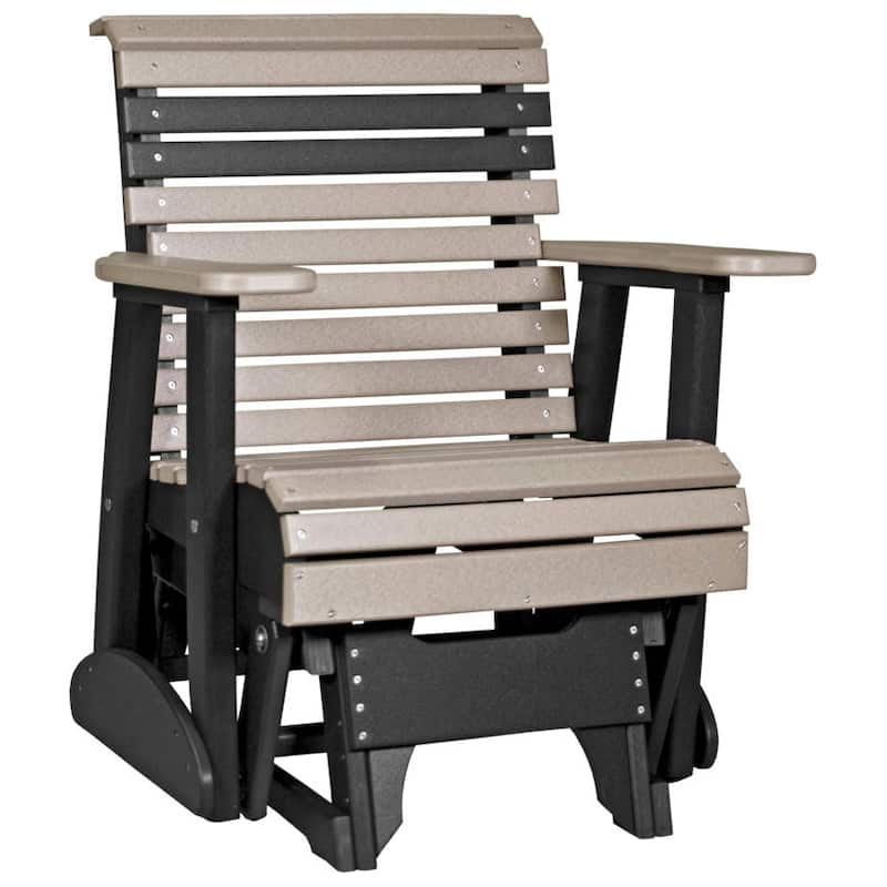 Poly Lumber Plain Rollback Patio Glider - 2' - Weatherwood & Black