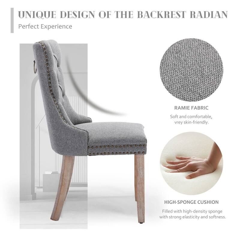 Tufted Naliheads Solid Wood Upholstered Dining Chairs (Set of 2)