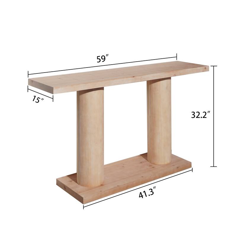 Minimalist Wooden Console Table with Distinct Column Pedestal Base