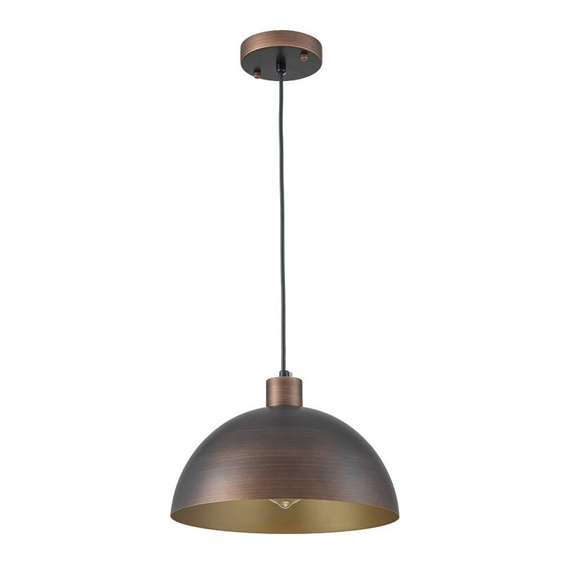 Hand-Crafted Antique Bronze Metal Dome Kitchen Pendant Light - 11.8 Inches