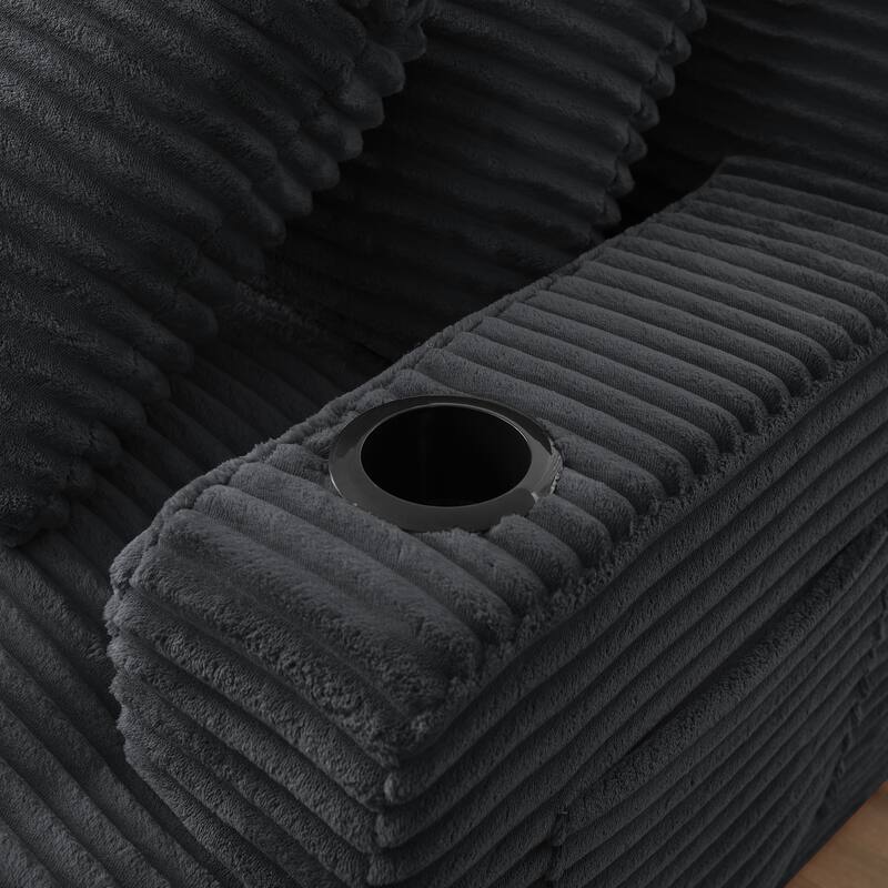 Corduroy Upholstery Cloud Modular Sectional Sofa with Chaise and Pillows, All-Foam Compression Design