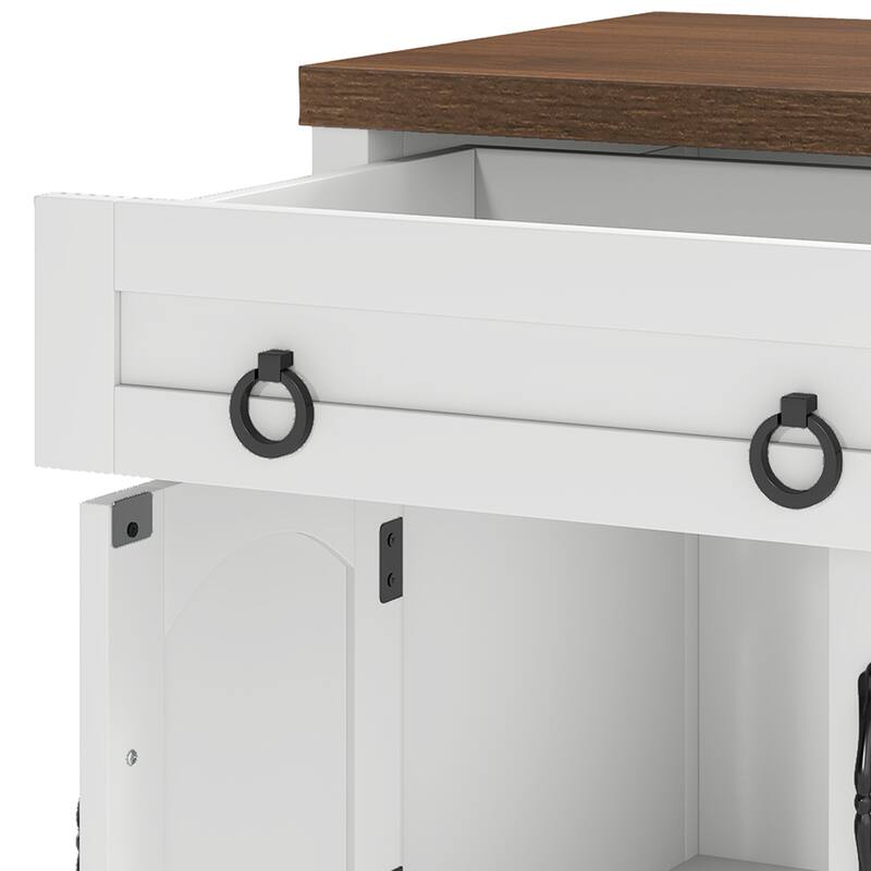 Moasis Farmhouse Nightstand with Charging Station,End Table with 2-Door Cabinet