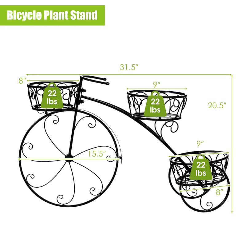 Costway Tricycle Plant Stand Flower Pot Cart Holder Parisian Style - See Details