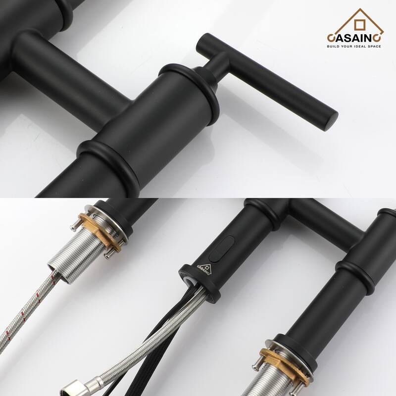Double Handle Pull-Out Sprayer Bridge Kitchen Faucet