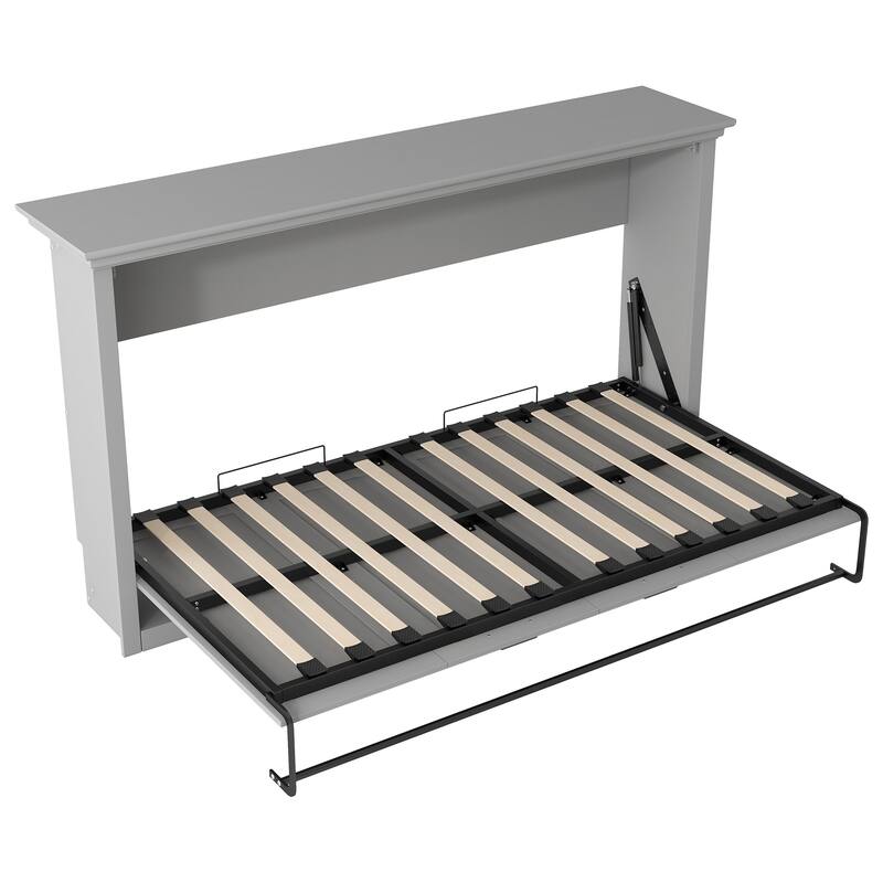 Space-Saving Twin Size Foldable Cabinet Bed in Gray