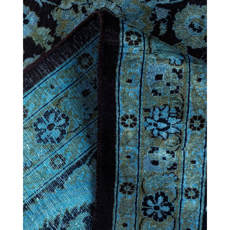 Overton Hand Knotted Wool Vintage Inspired Modern Contemporary Overdyed Black Area Rug - 10' 0" x 13' 10"