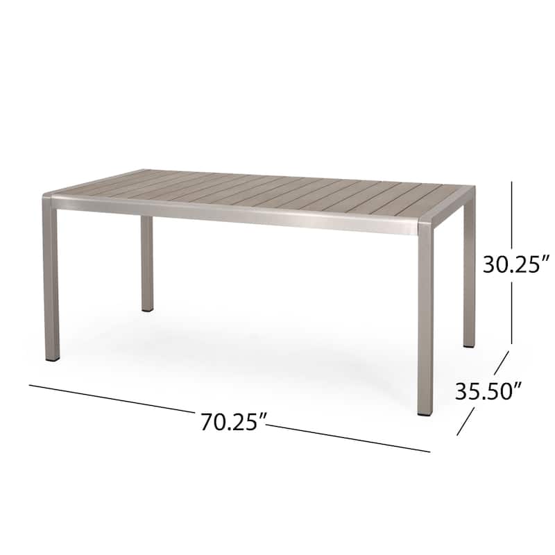 Cape Coral Aluminum Faux Wood Dining Table by Christopher Knight Home - 70.25"L x 35.50"W x 30.25"H