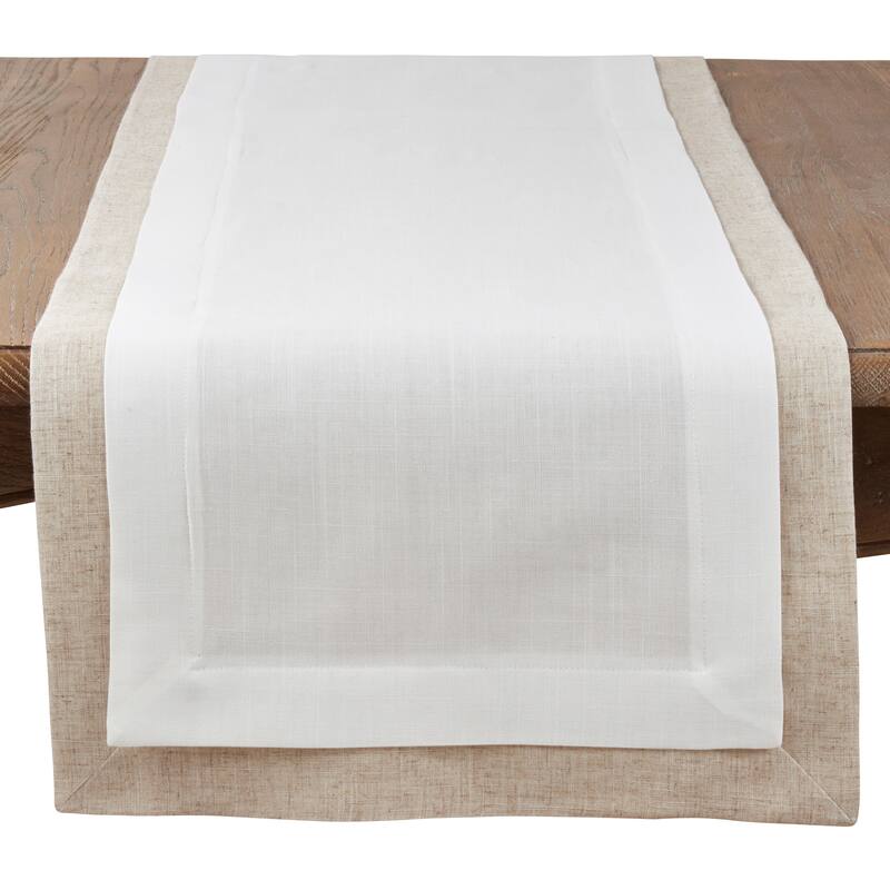 Double Layer Table Runner With Thick Border Design - Natural - 18"x72"