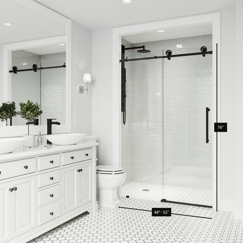 Vigo VG6044CL5276 Elan Cass 76" High x 52" Wide Sliding Frameless