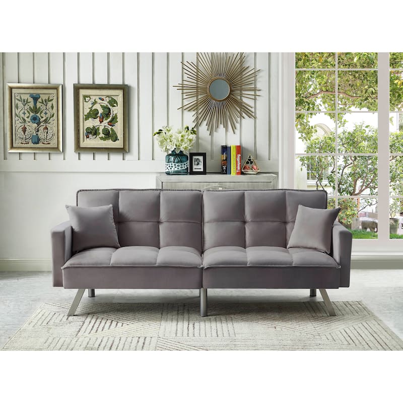 Comfortable Velvet Sleeper Sofa Bed by Legend Furniture - Grey
