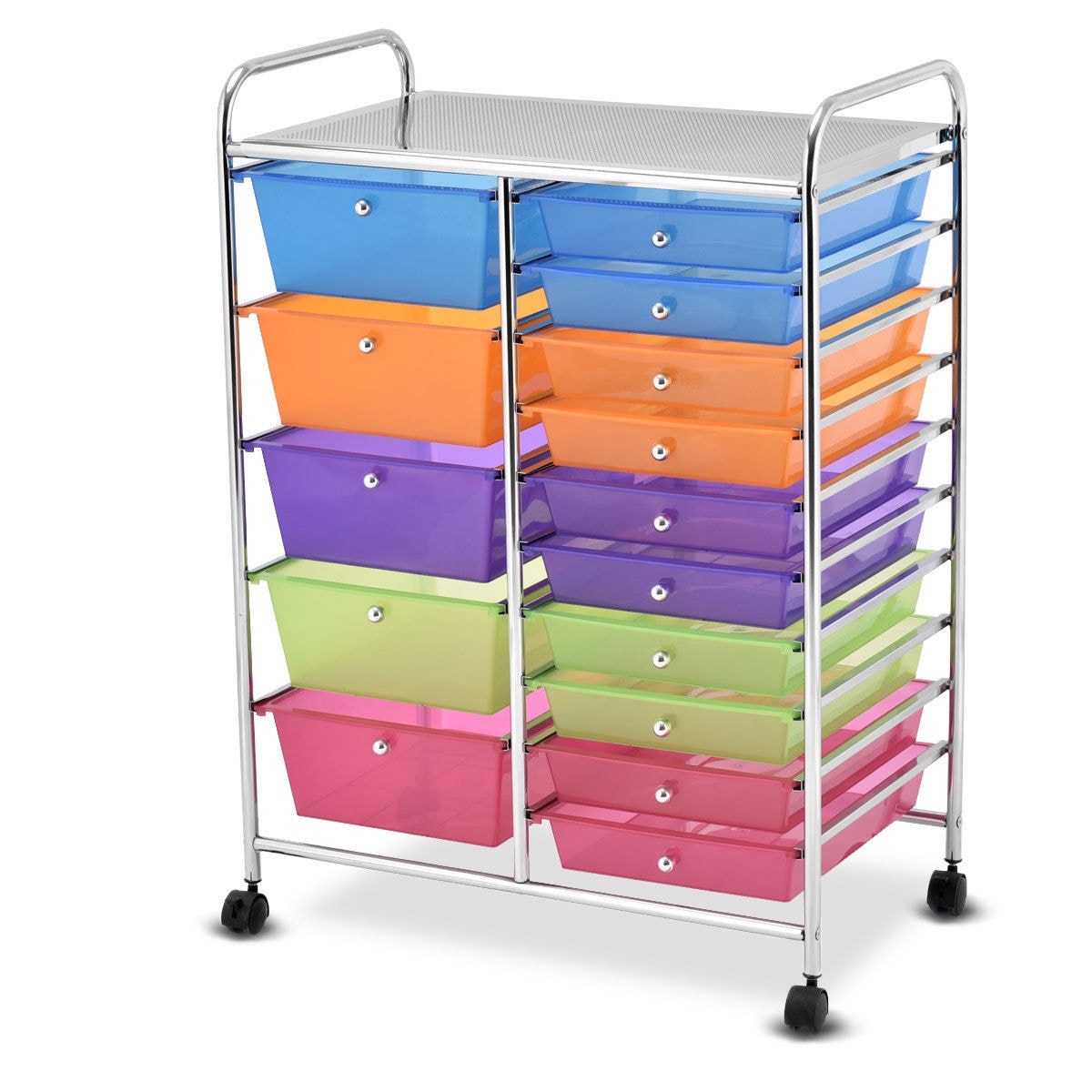 Shop Gymax Rolling Storage Cart 15 Drawers Organize Shelf Office