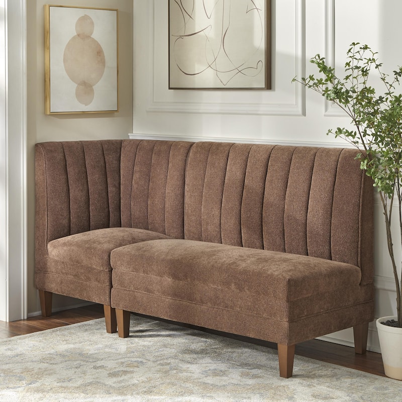 Lifestorey Kerrington 2-Piece Channel Back Upholstered Bench Set - Set of 2 - Brown