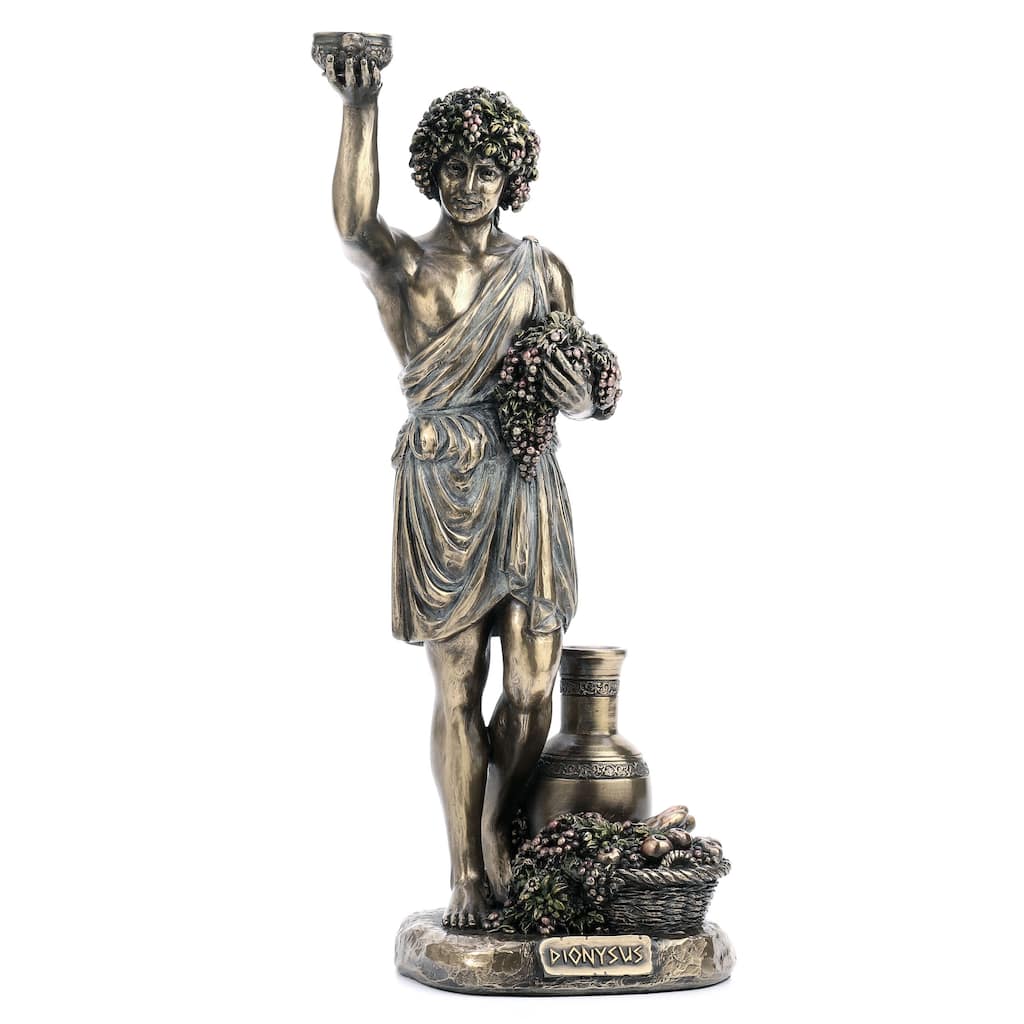 11.02" H DIONYSUS HOLDING GRAPE - GREEK GOD OF WINE Cold Cast Bronze - 3.94"x5.31"x11.02"