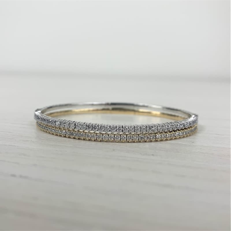 Joelle Collection Diamond Bangle 1 CT TDW Flexible Bracelet 14K Gold