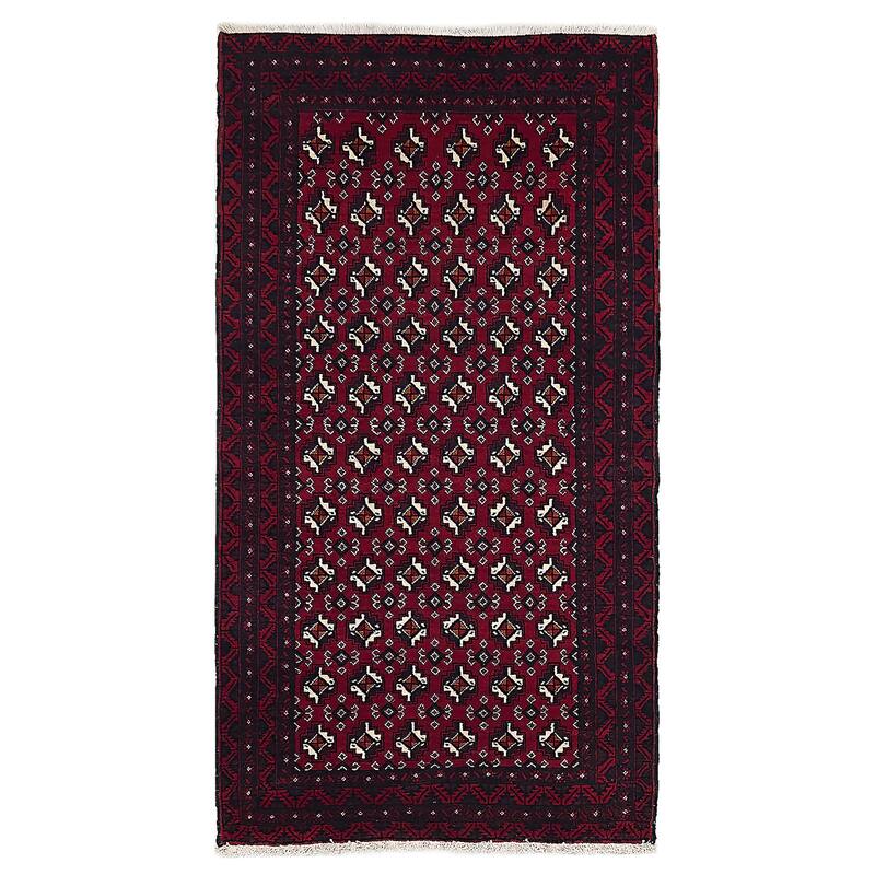 ECARPETGALLERY Hand-knotted Teimani Red Wool Rug - 3'3 x 6'2