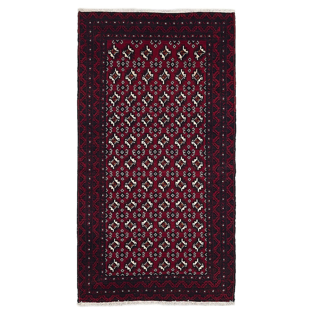 ECARPETGALLERY Hand-knotted Teimani Red Wool Rug - 3'3 x 6'2