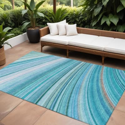 HomeRoots Abstract Transitional Rectangle Outdoor Rug