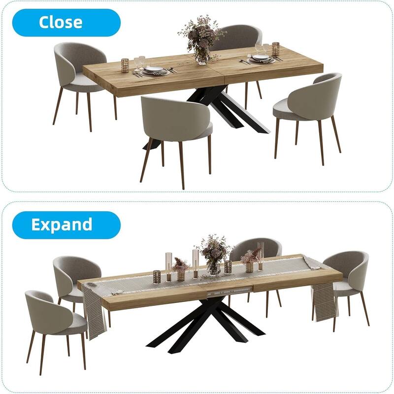 63"-79" Extendable Dining Room Table for 6 8, Modern Kitchen Table
