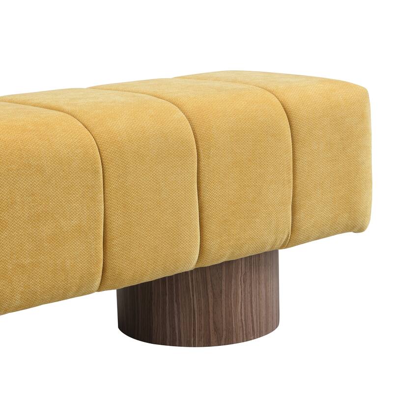 Yellow Chenille No-Assembly Dining Ottoman Bench