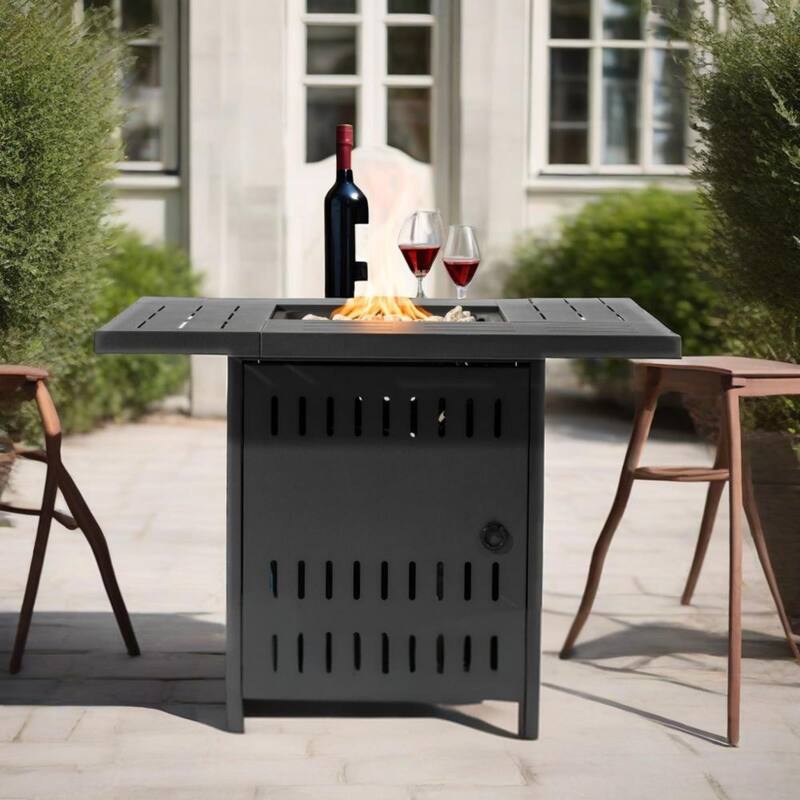 34" Propane Rectangular Steel Gas Fire Pit Table with 50000 BTU