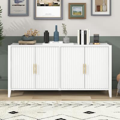 Accent Storage Cabinet Sideboard Wooden Cabinet with Metal Handles for Hallway
