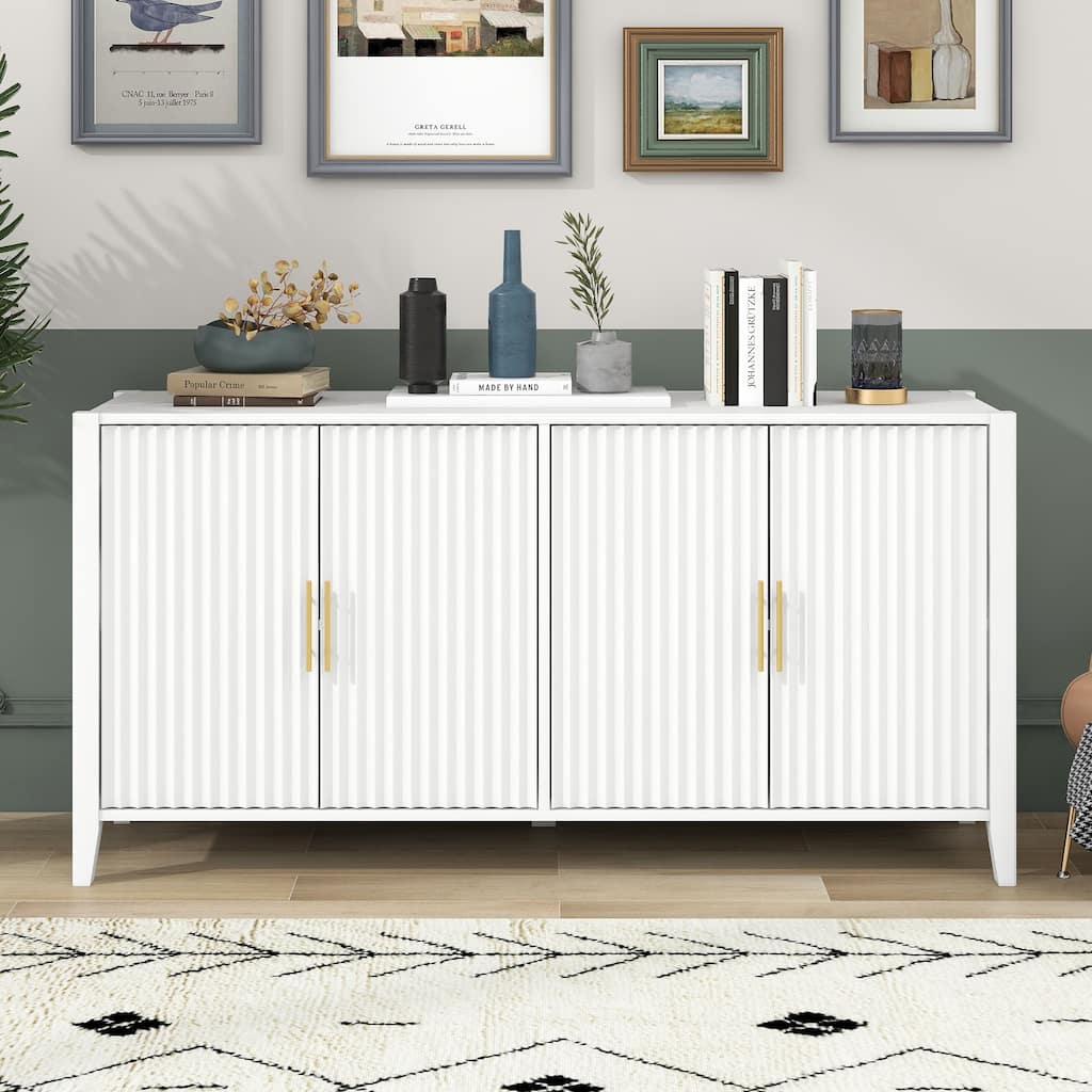 Accent Storage Cabinet Sideboard Wooden Cabinet with Metal Handles for Hallway