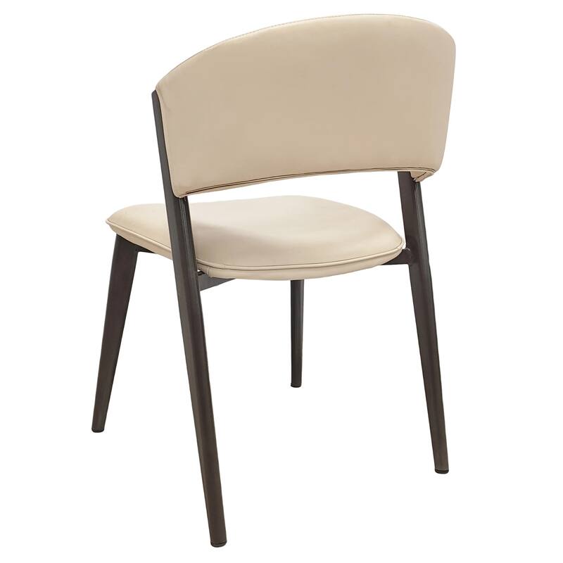 Modern Leather Dining Chair - Upholstered Accent Chair with Metal Legs, Curved Open Back & No Assembly - For Kitchen or Office