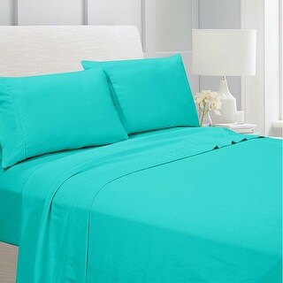 Queen Turquoise Solid 4pc Bed Sheet Set 1000 Thread Count 100% Egyption Cotton 