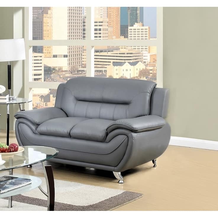 Sanuel 61.3" Faux Leather Pillow Top Arm Loveseat - N/A