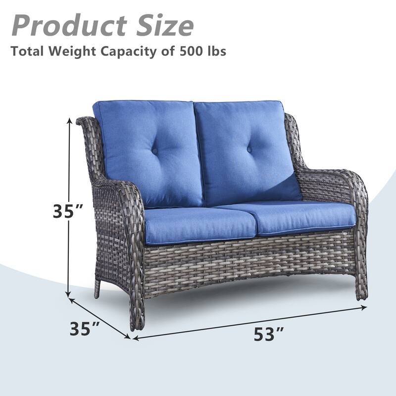 Gymojoy Outdoor Loveseat Wicker Sofa Set Rattan Sofa