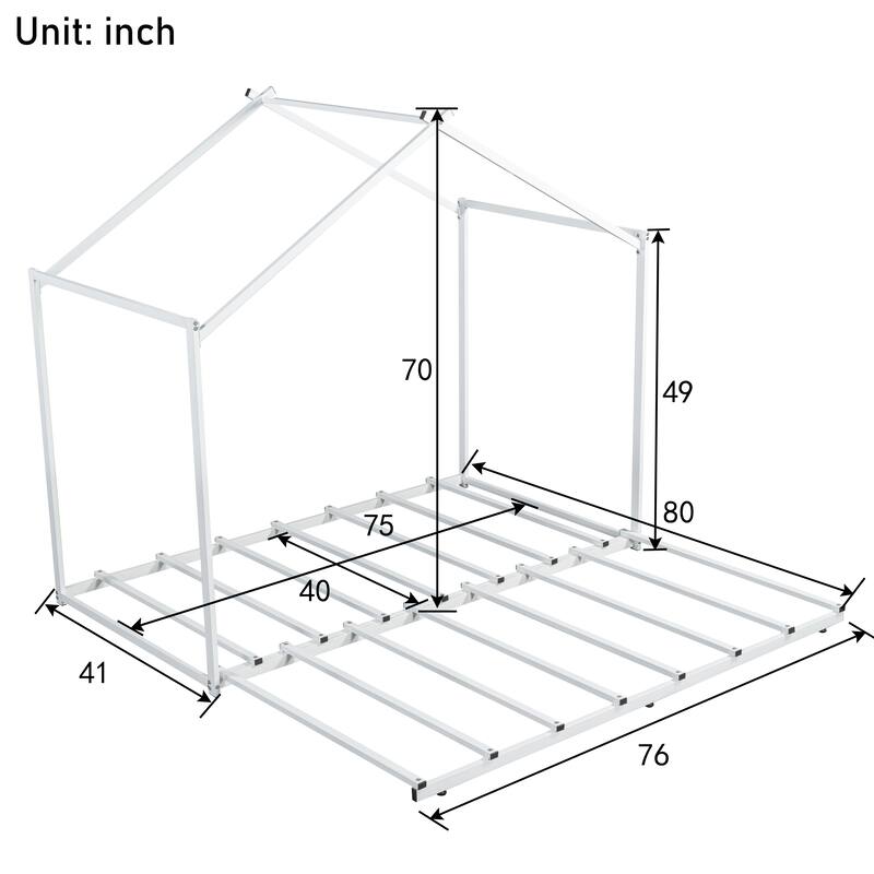 Nestfair Metal Twin Size House Platform Bed with Trundle